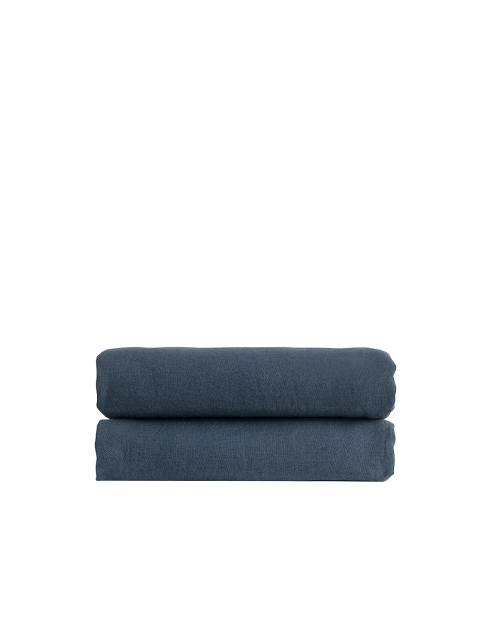 Drap plat Lin lavé français - Juste Le Bleu