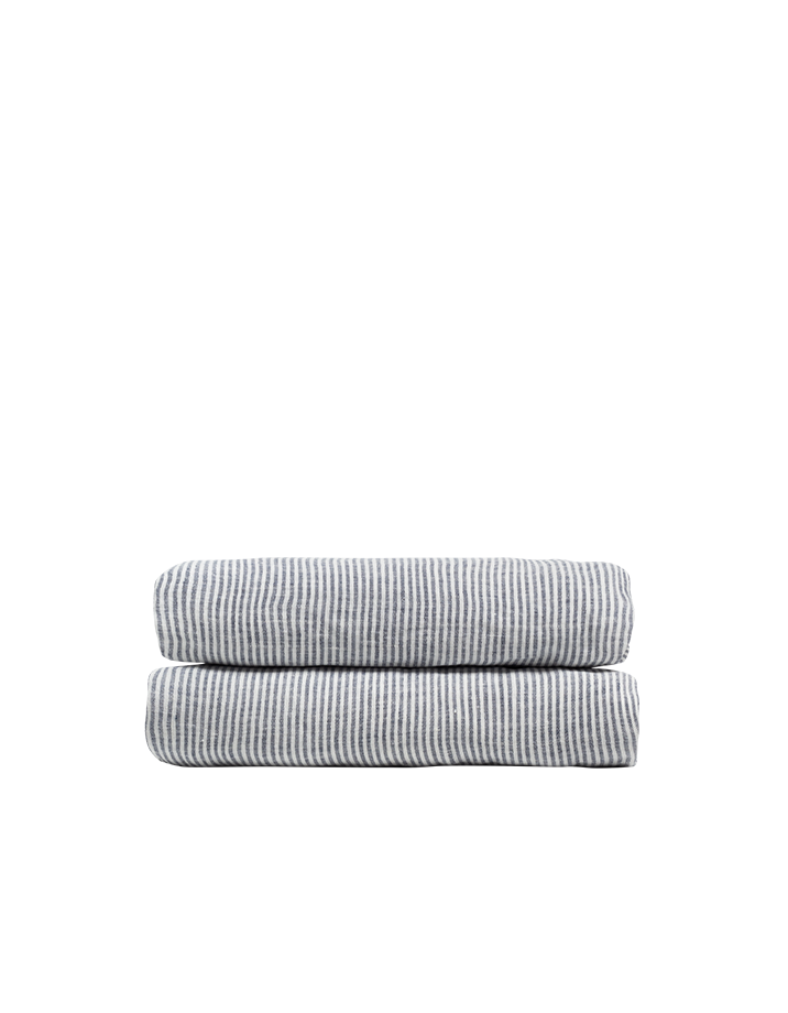 Drap plat Lin lavé français - Juste Le Rayé Marine
