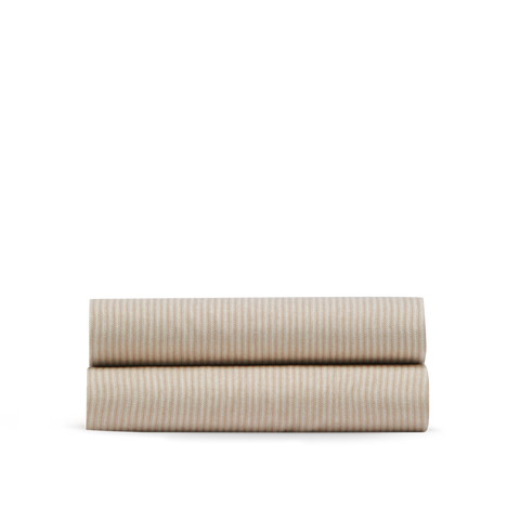 Drap housse Flanelle de coton - Rayures Beige