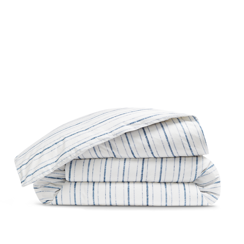 Housse de couette Percale lavée - Rayure Sahara Blanc