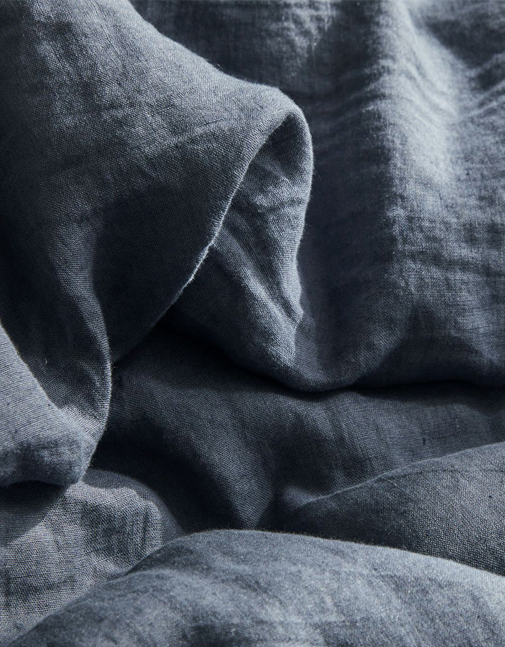 Drap plat Lin lavé français - Juste Le Bleu
