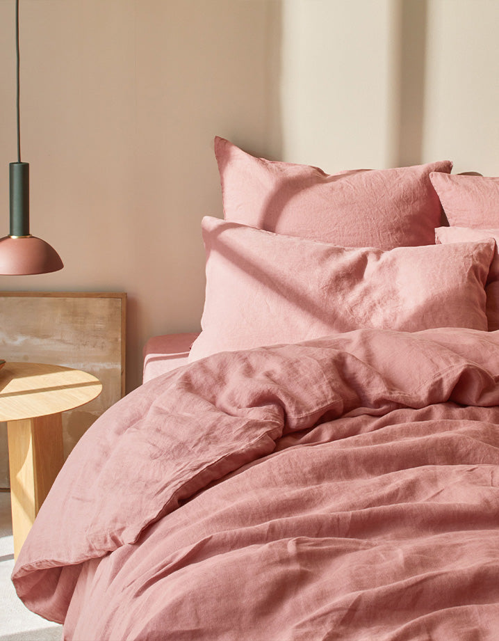 Drap plat Lin lavé français - Juste Le Vieux Rose