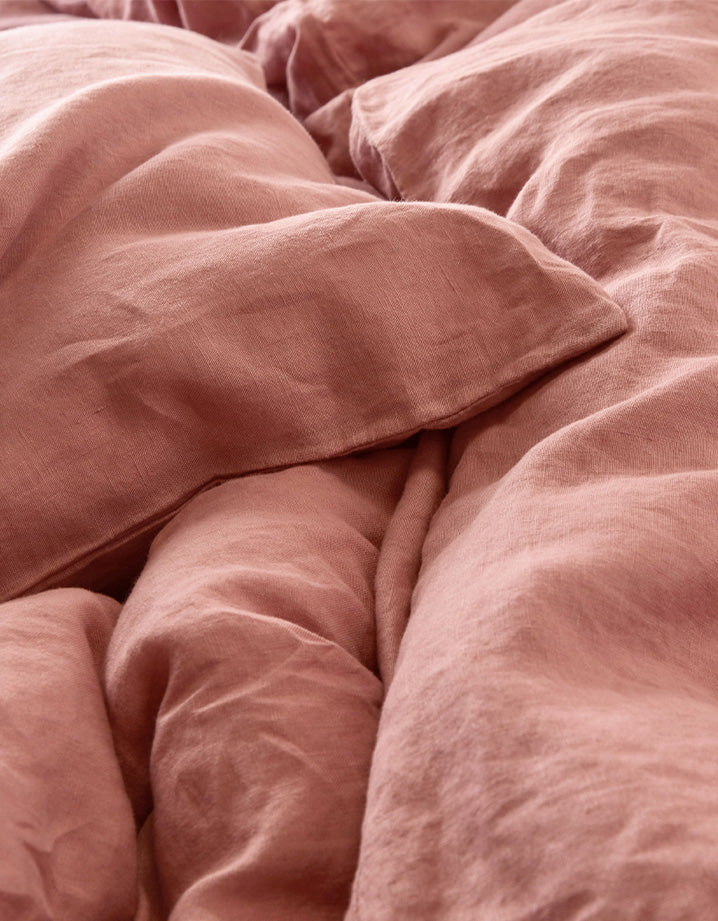 Drap plat Lin lavé français - Juste Le Vieux Rose