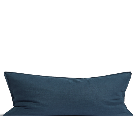 De maxi lange kussenhoes gewassen linnen - Blauw