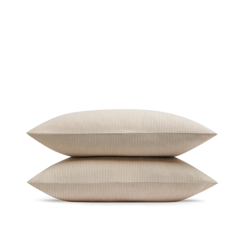 Federe in Flanella di Cotone x2 - Righe Beige
