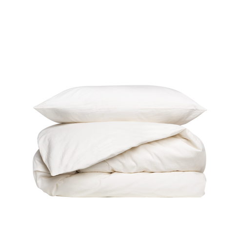 Gewaschenem Perkal Bettwäsche-set Baby und Kind - Cremeweiss