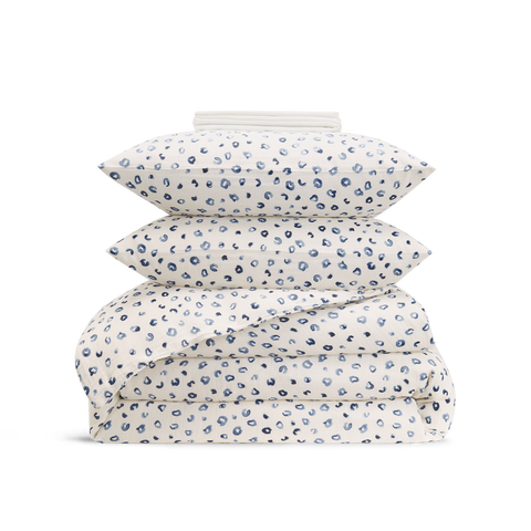 Set in Garza di Cotone - Leopardato Blu