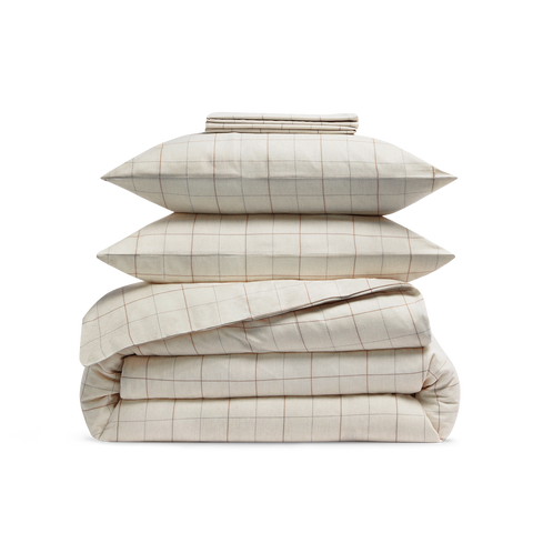 Set in Flanella di Cotone - Quadri Crema