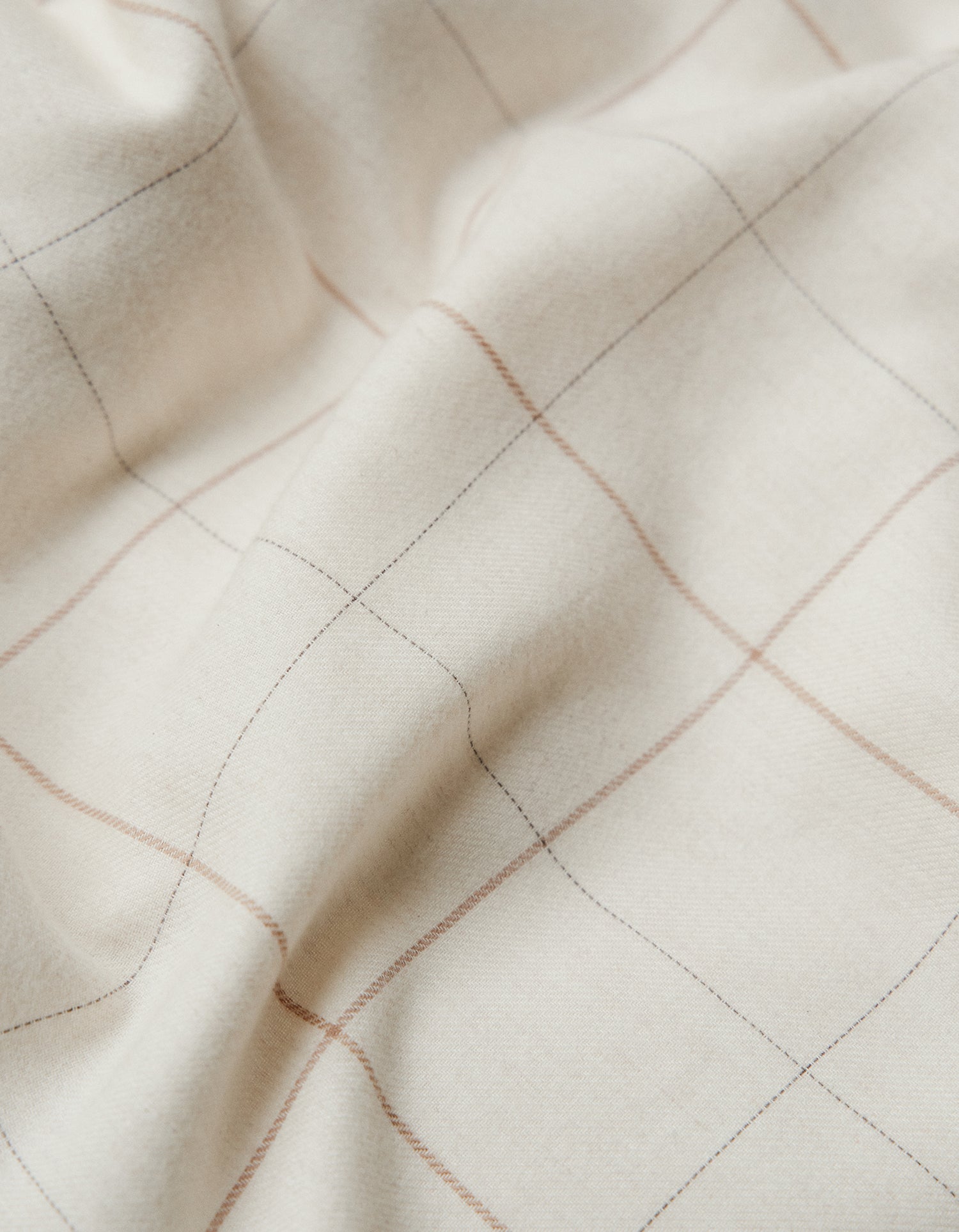 Federe in Flanella di Cotone x2 - Quadri Crema