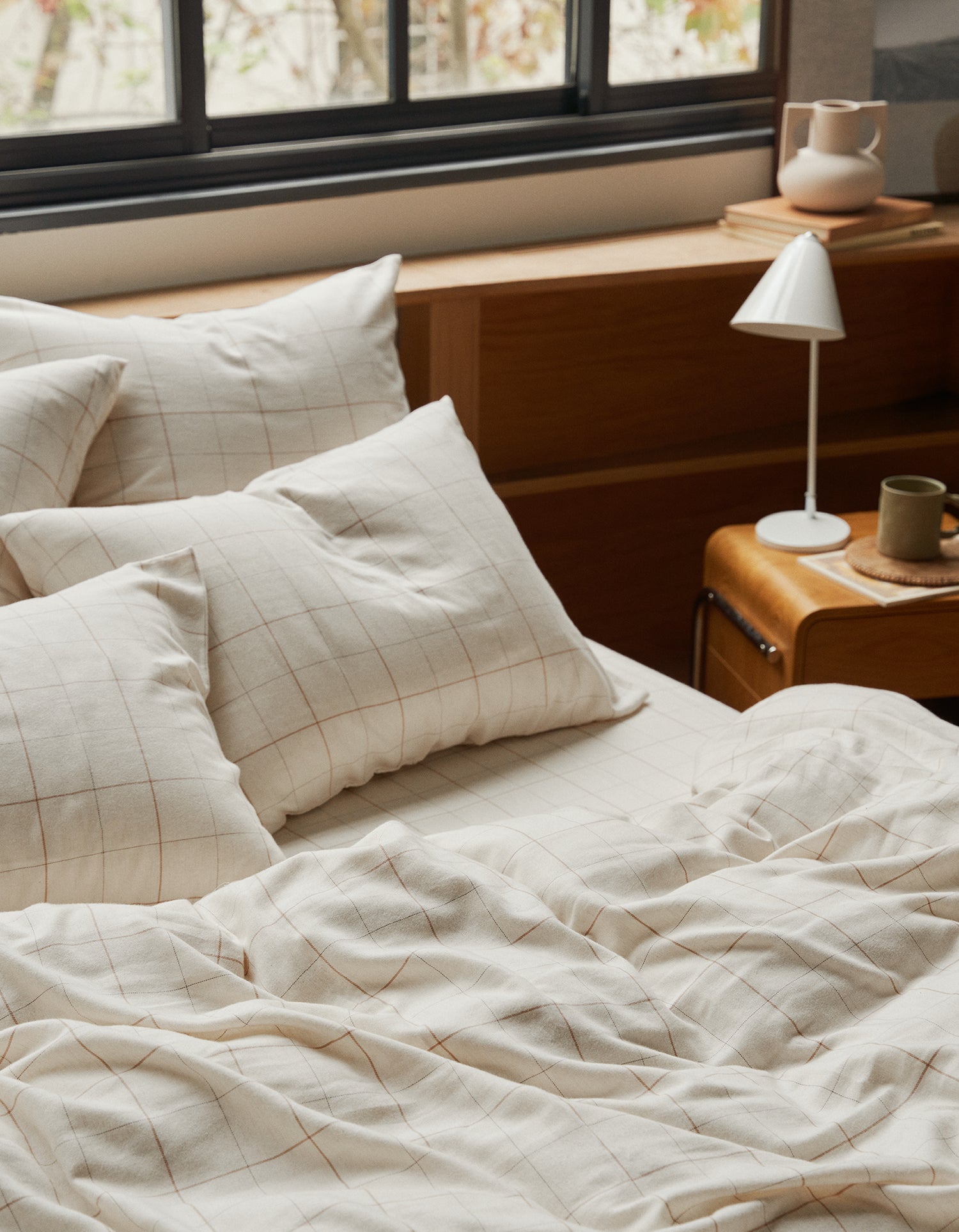 Federe in Flanella di Cotone x2 - Quadri Crema