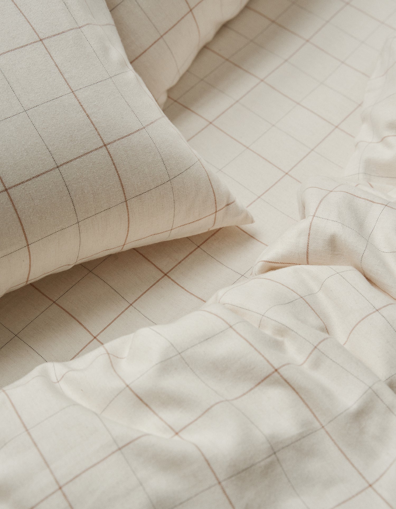 Federe in Flanella di Cotone x2 - Quadri Crema