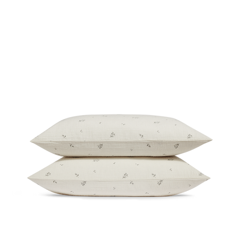 Taies d'oreiller x2 Gaze de coton double épaisseur - Fleurs