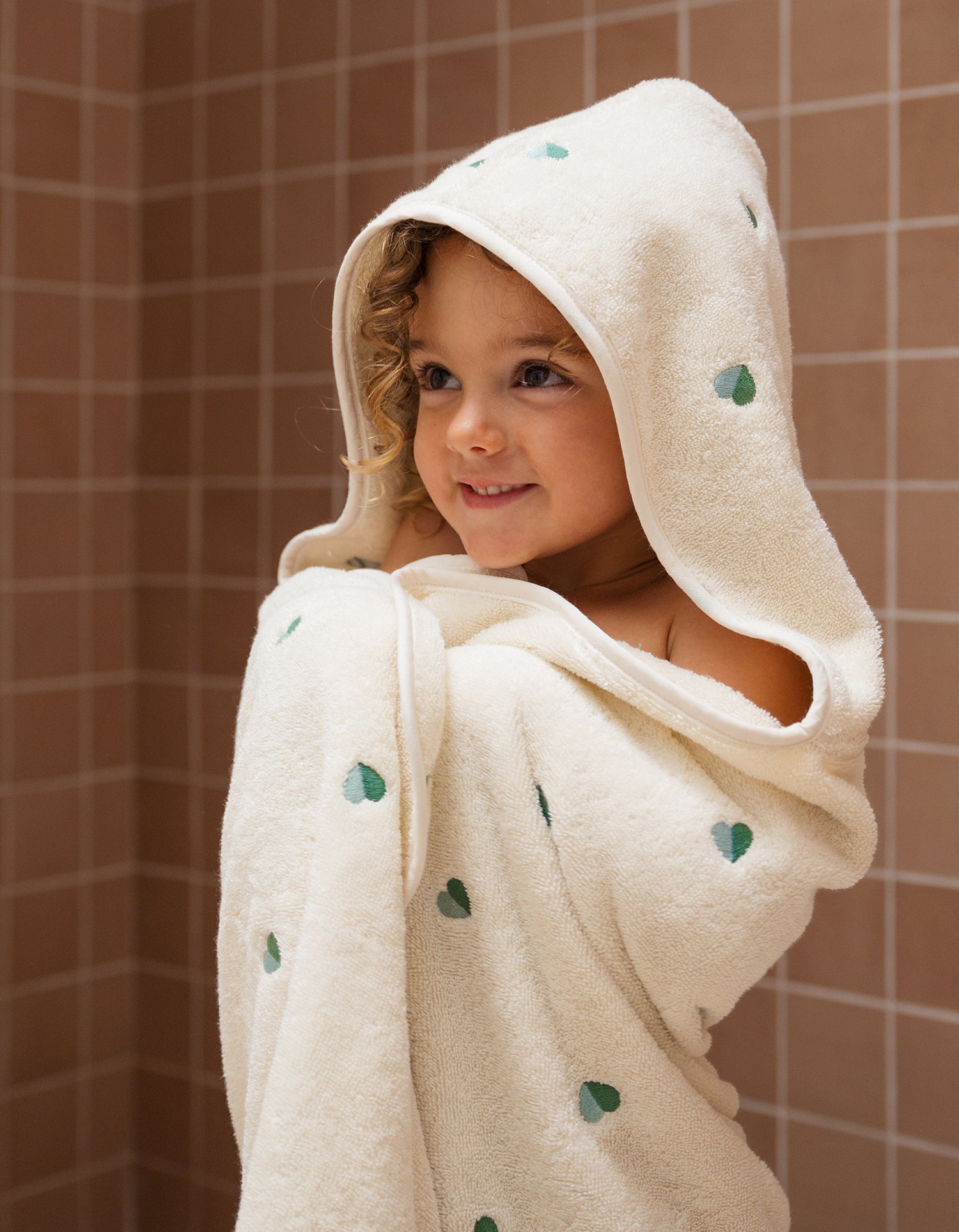 Cape de bain moelleuse Enfant - Les Petits Coeurs Verts