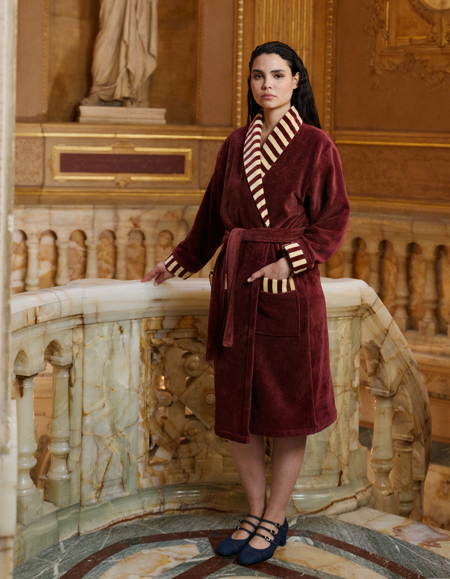 Peignoir moelleux velours - Andiamo Terracotta