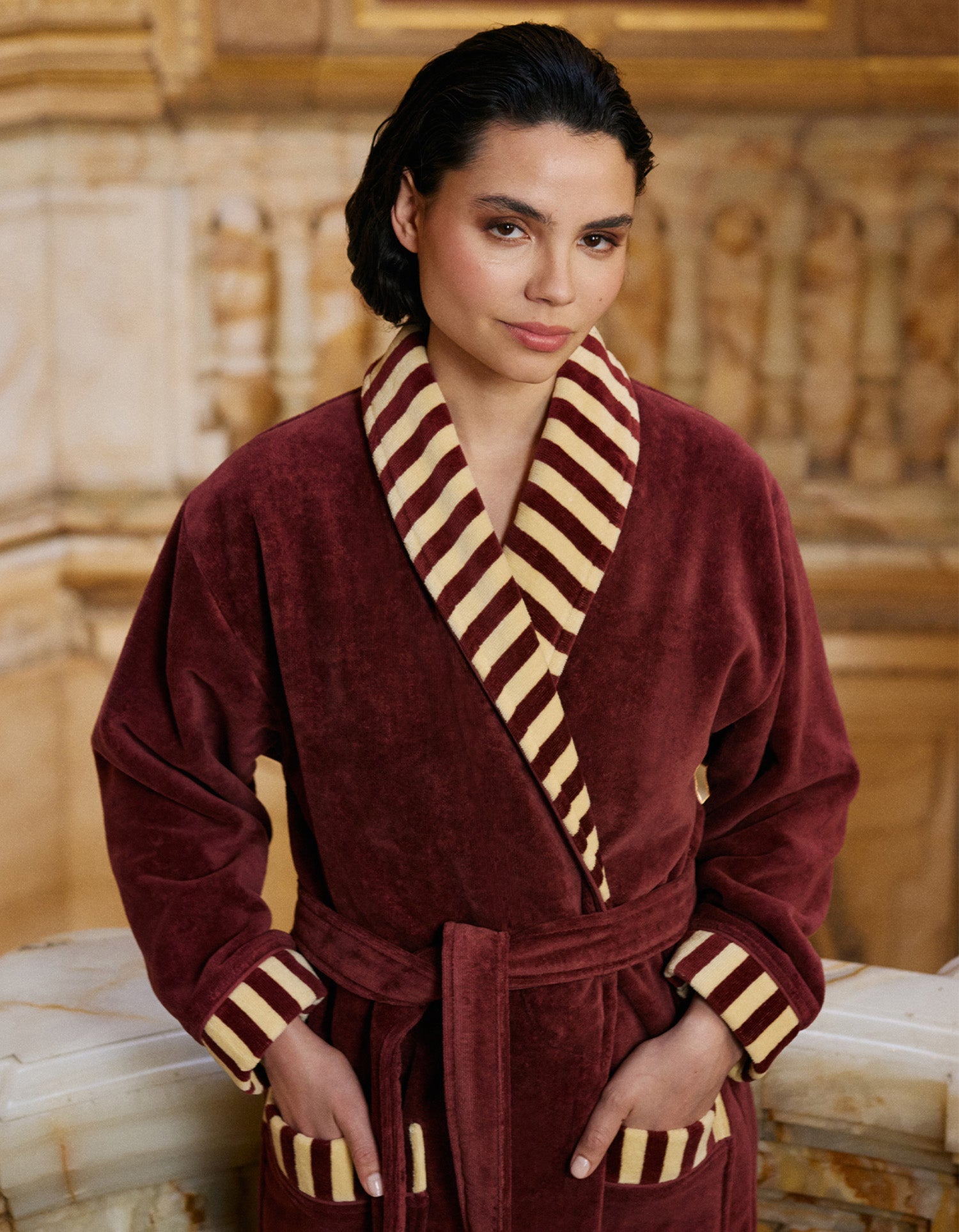 Peignoir moelleux velours - Andiamo Terracotta