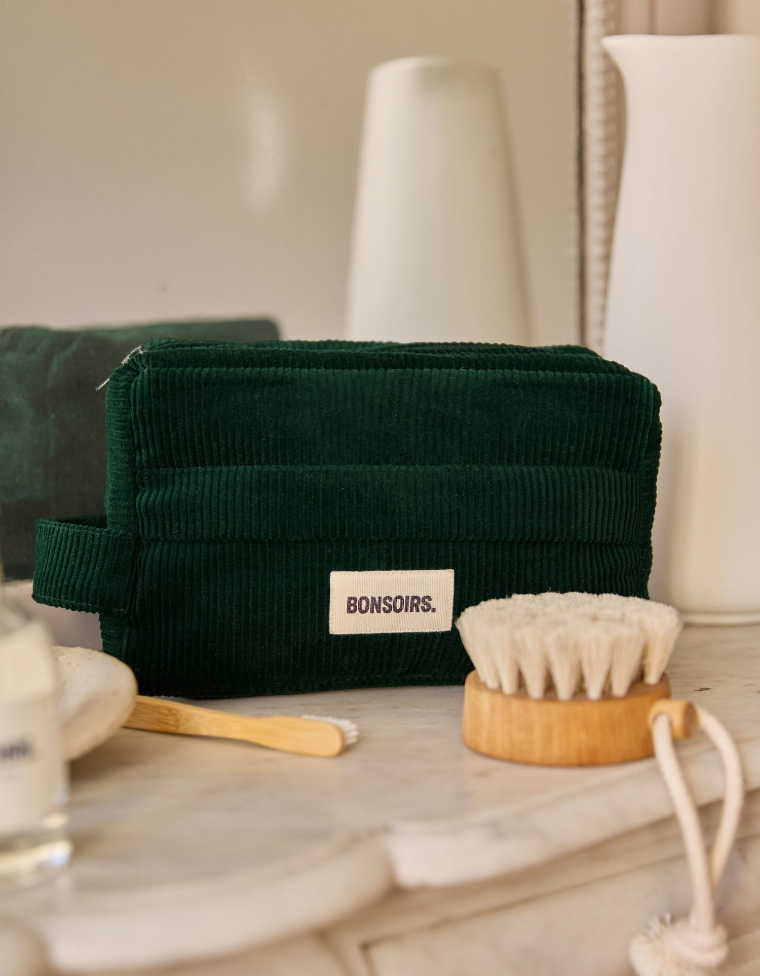 Il beauty case in velluto - Verde Foresta