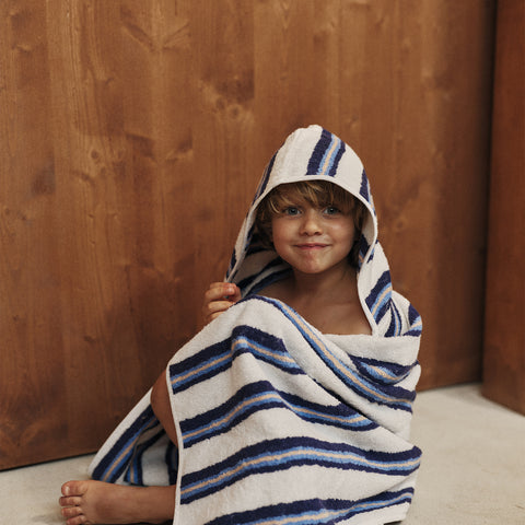 Kids' Plush Velour Hooded Towel - Cobalt Stripe