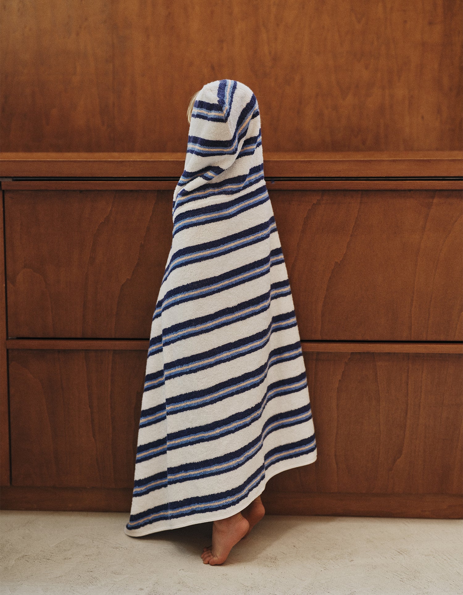 Kids' Plush Velour Hooded Towel - Cobalt Stripe