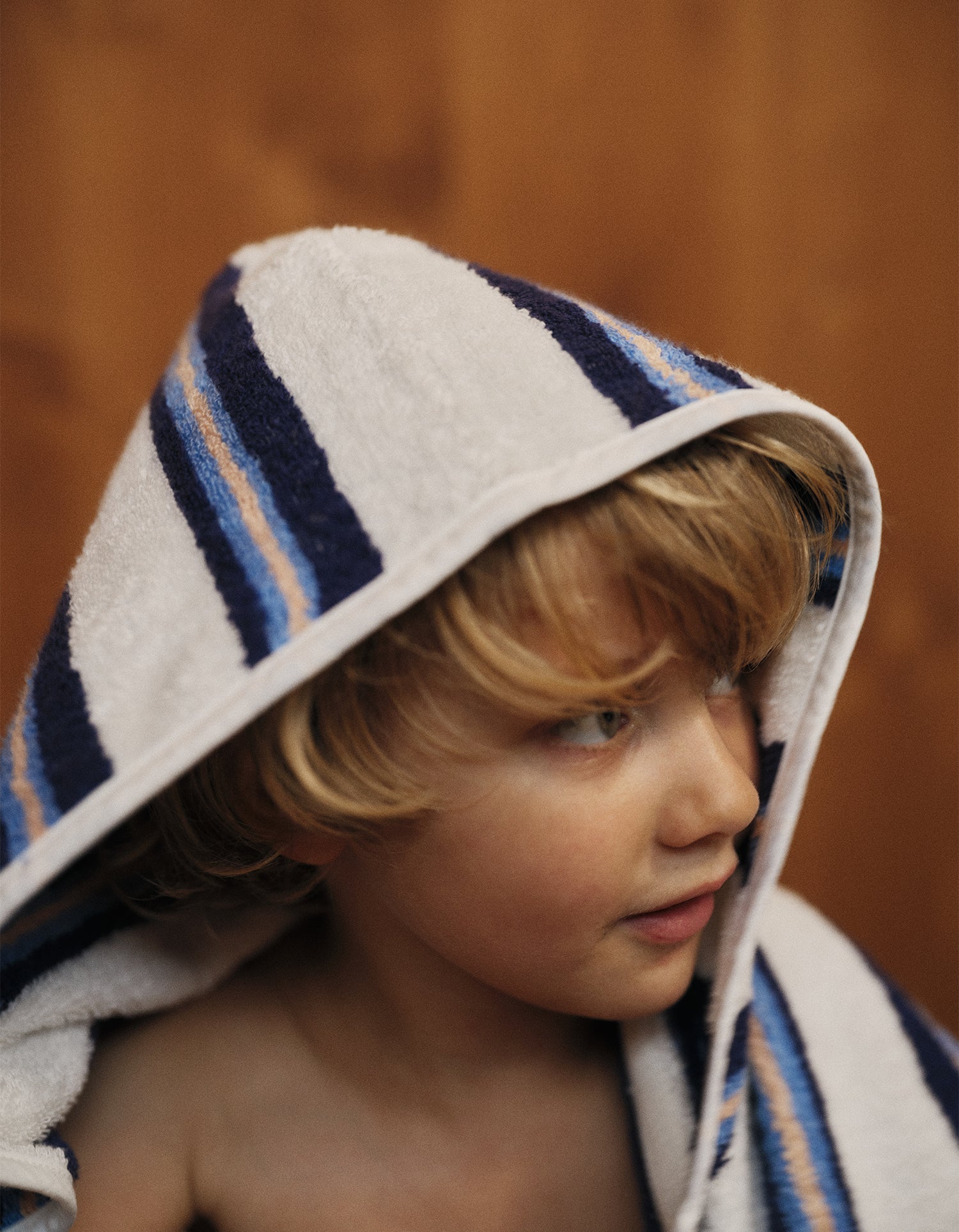 Kids' Plush Velour Hooded Towel - Cobalt Stripe