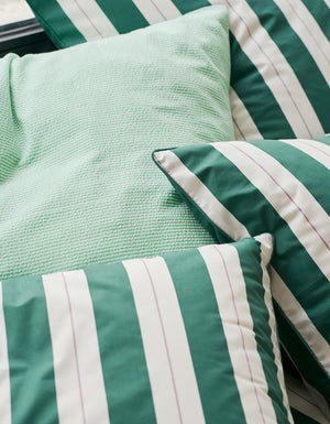 Maxi housse de coussin Seersucker - Rayure Sport Verte