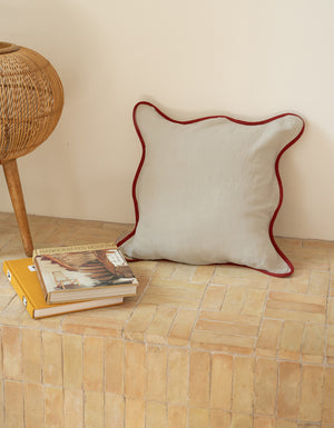 Housse de coussin carré Festonnée - Naturel / Terracotta