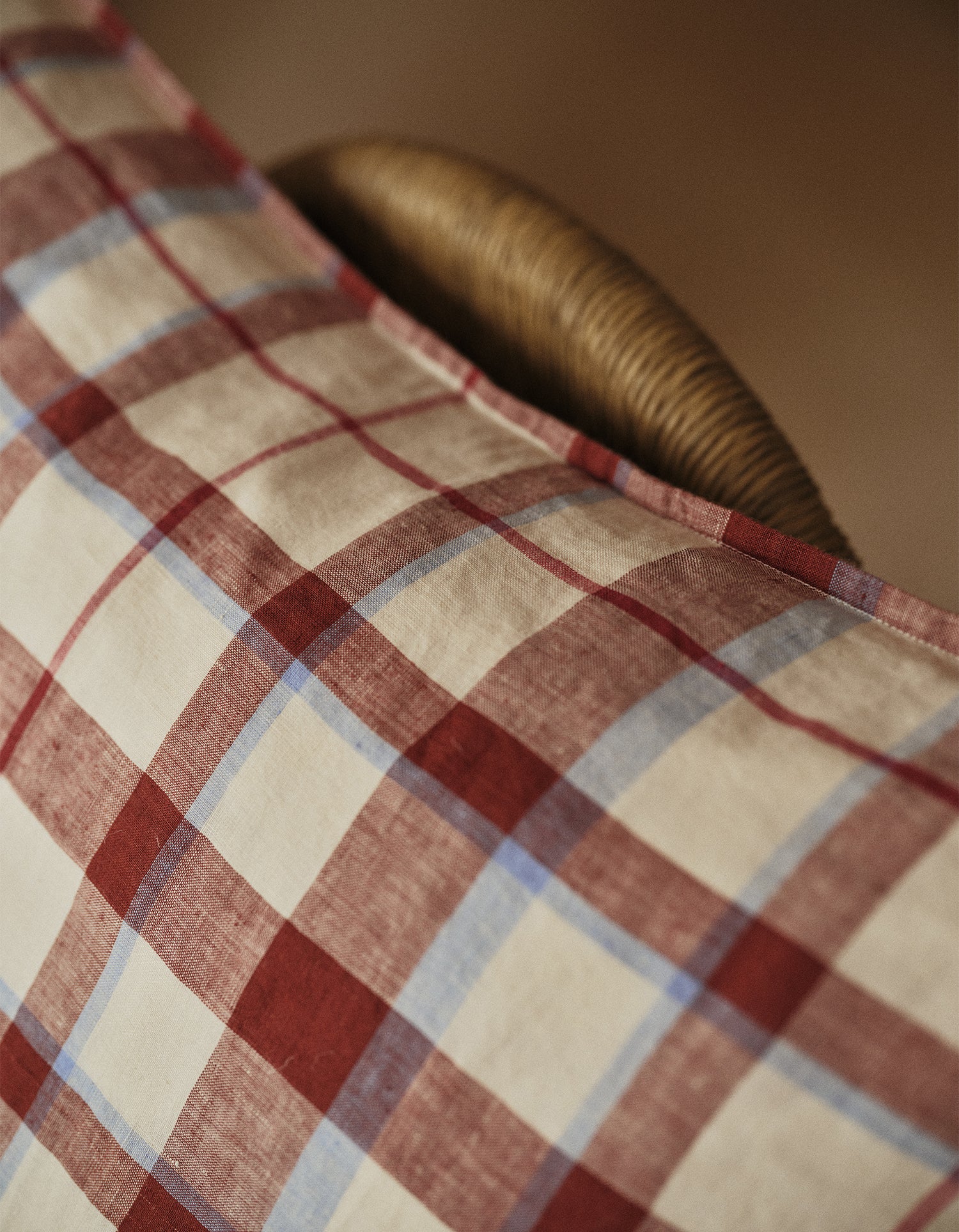 Maxi Kissenbezug aus Leinen - Karminroter Tartan