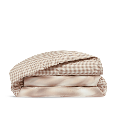 Copripiumino in cotone percalle a 120 fili - Mini Vichy Beige