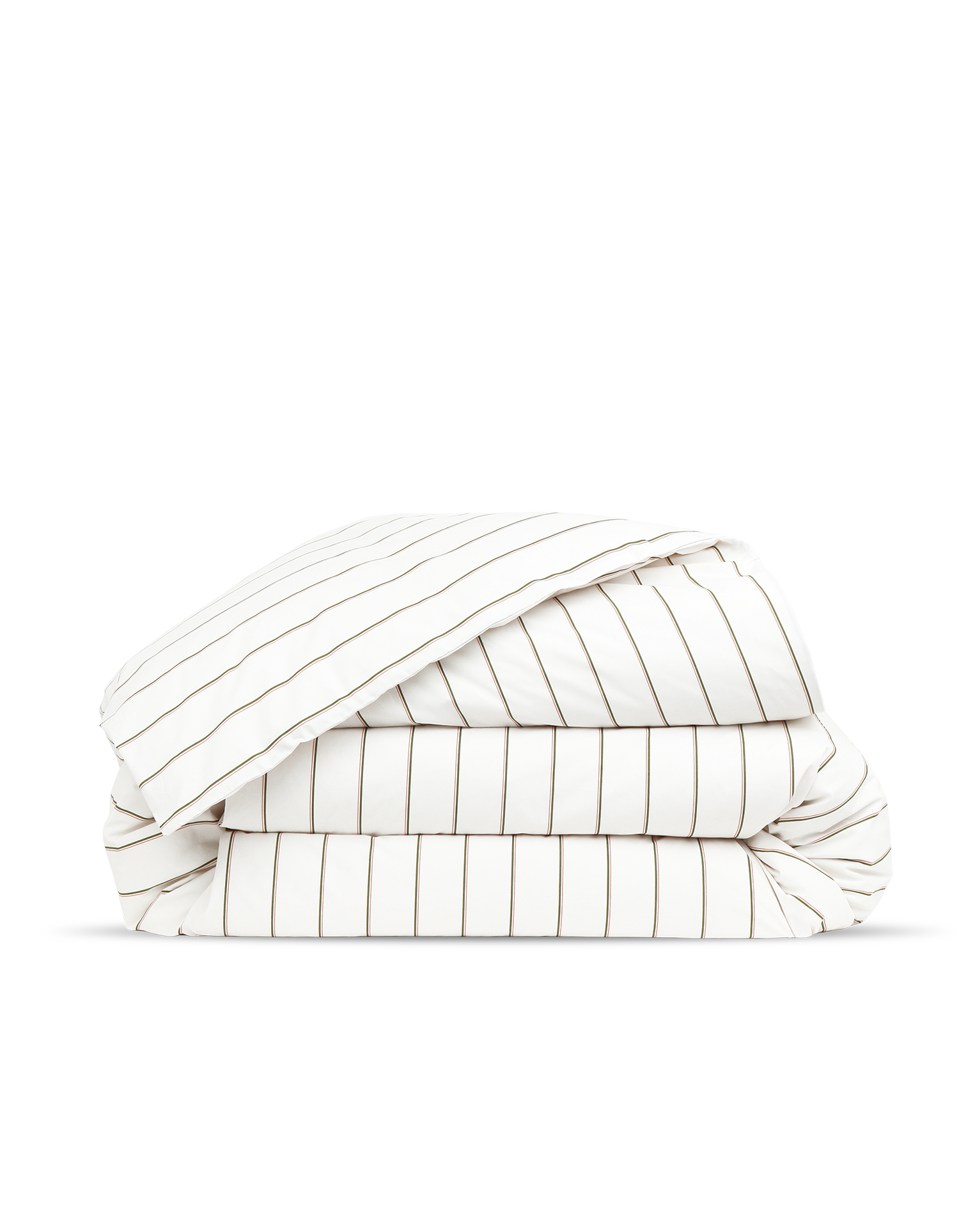 Housse de couette Percale de coton 120 fils - Rayé Olive