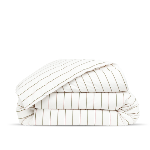 Housse de couette Percale de coton 120 fils - Rayé Olive