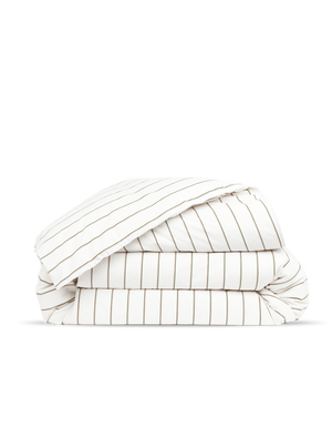 Housse de couette Percale de coton 120 fils - Rayé Olive