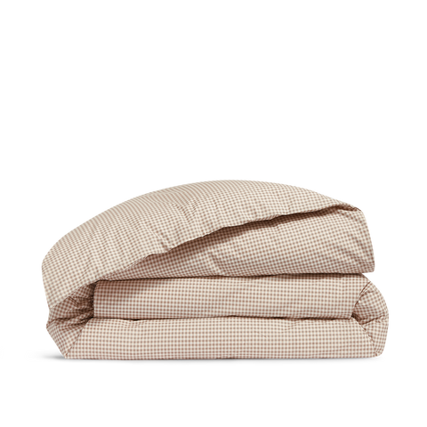 Housse de couette Percale de coton Enfant - Mini Vichy Beige