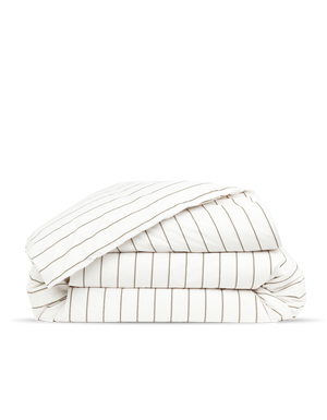 Housse de couette Percale de coton Enfant - Rayé Olive