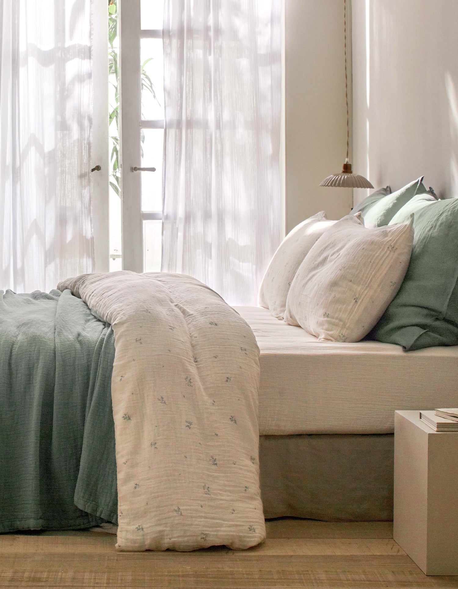 Housse de couette Gaze de coton double épaisseur - Fleurs