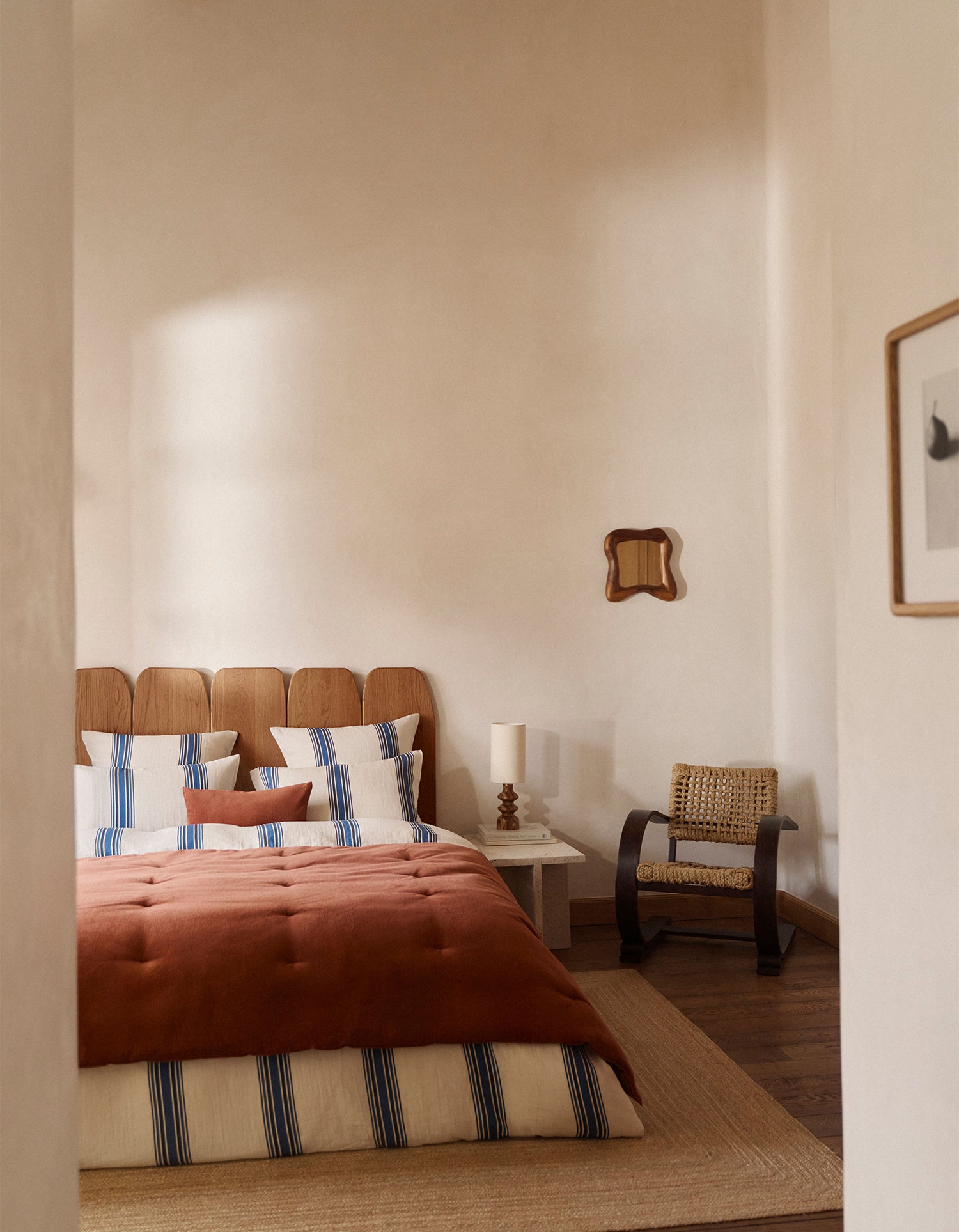 Copripiumino in Garza di Cotone doppio strato - Righe Indaco