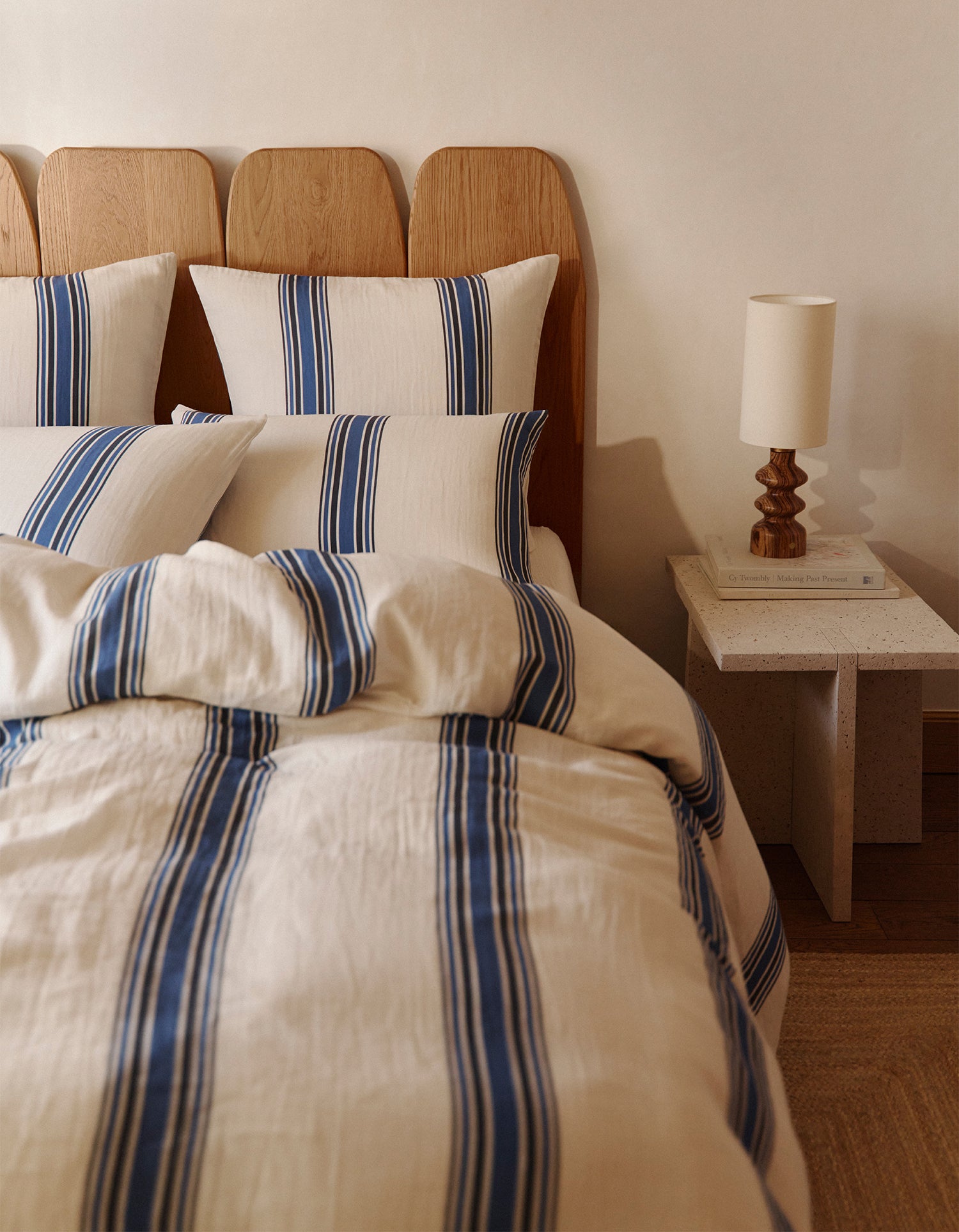 Copripiumino in Garza di Cotone doppio strato - Righe Indaco