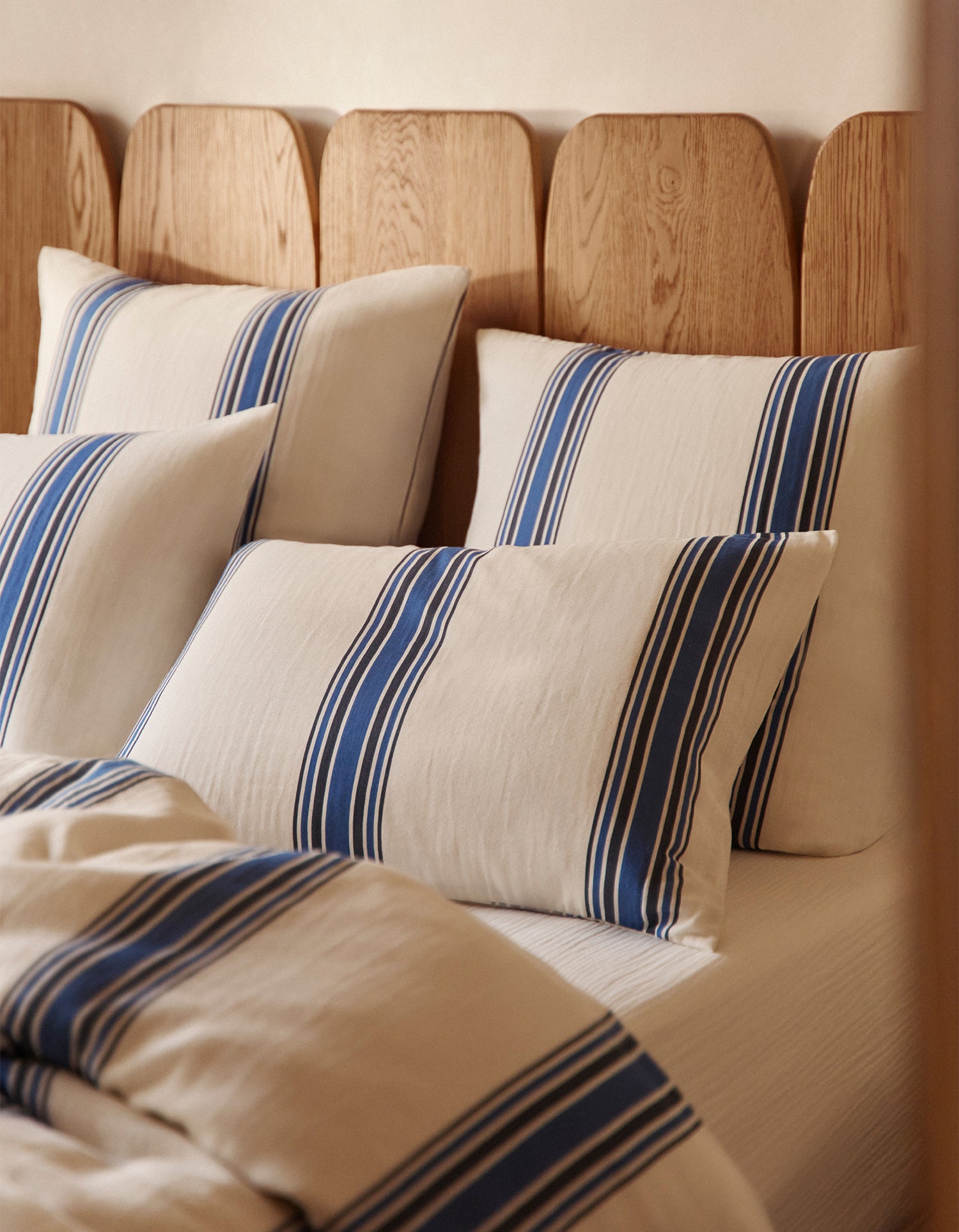 Copripiumino in Garza di Cotone doppio strato - Righe Indaco