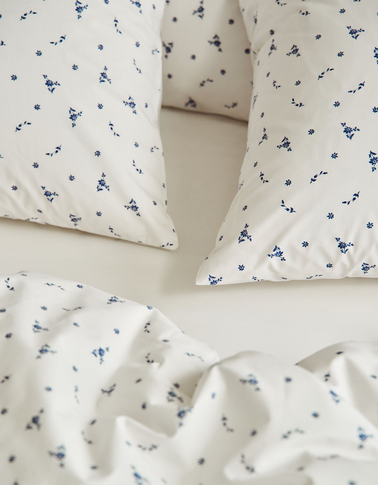 Housse de couette Percale de coton 120 fils - Fleur Bleue