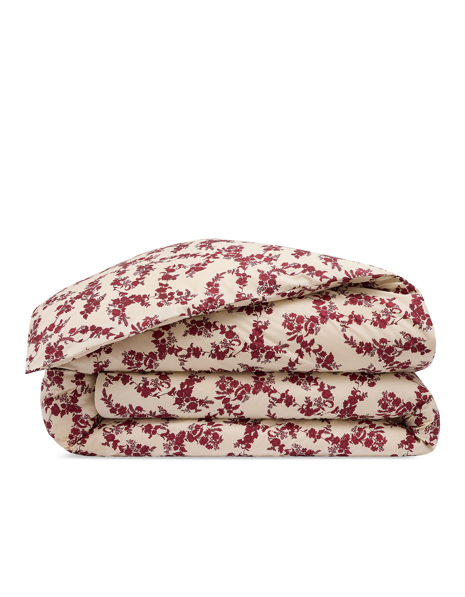 Housse de couette Percale de coton 120 fils - Fleur Grenat