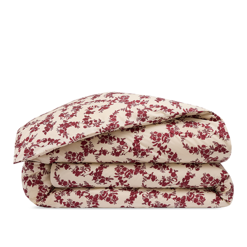 Housse de couette Percale de coton 120 fils - Fleur Grenat