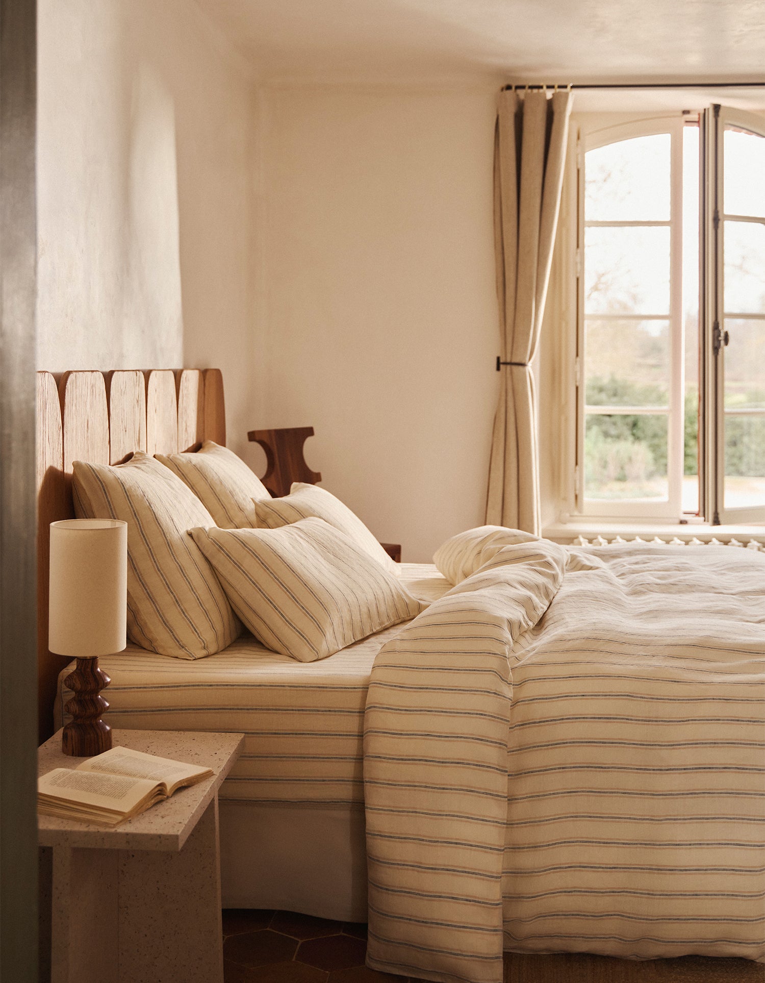 Housse de couette Lin lavé français - Rayure Nomade