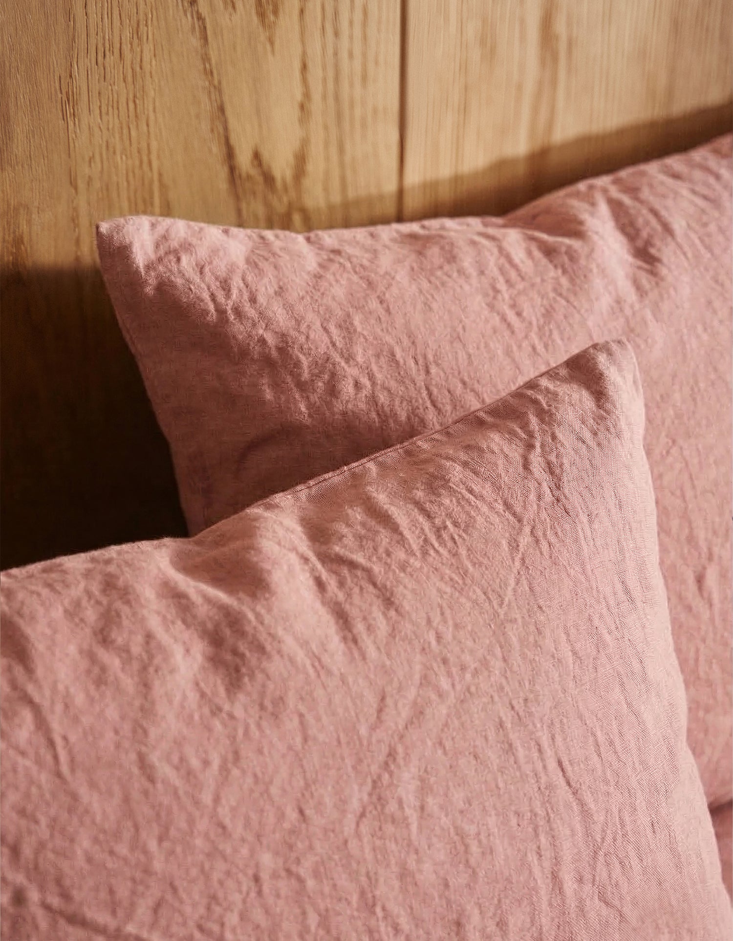 Coppia di federe in lino lavato francese - Rosa Antico