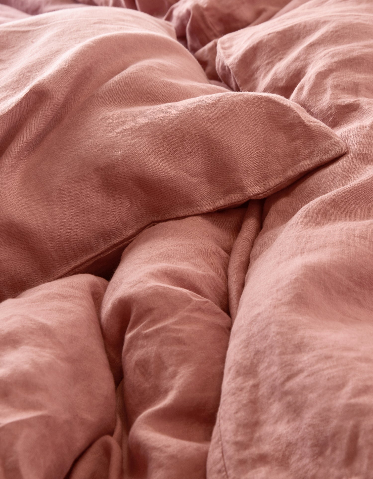 Coppia di federe in lino lavato francese - Rosa Antico