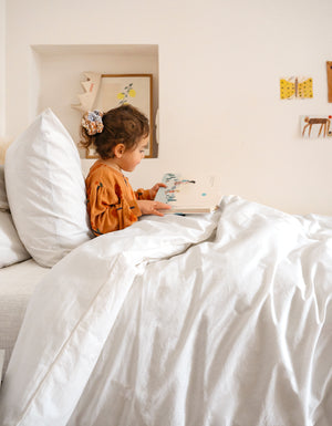 Drap housse Percale de coton Enfant - Juste Le Blanc