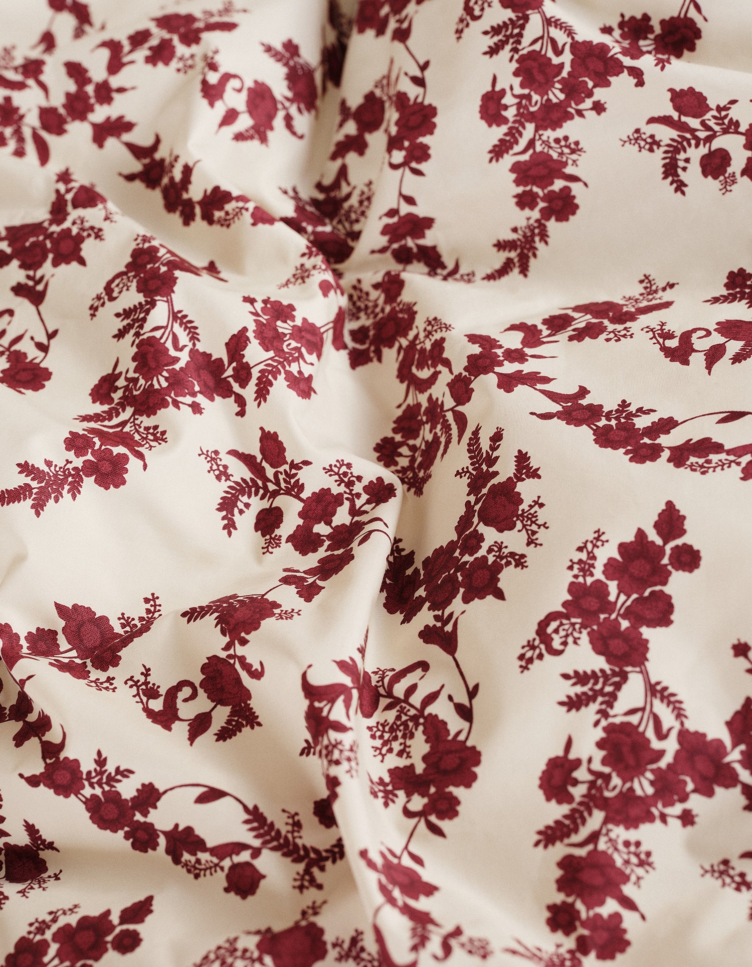 Taies d'oreiller x2 Percale de coton 120 fils - Fleur Grenat