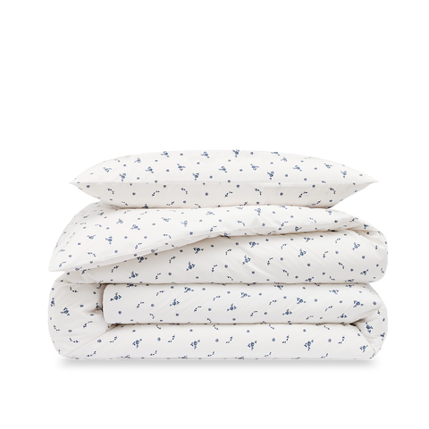 Parure Percale de Coton Enfant - Fleur Bleue