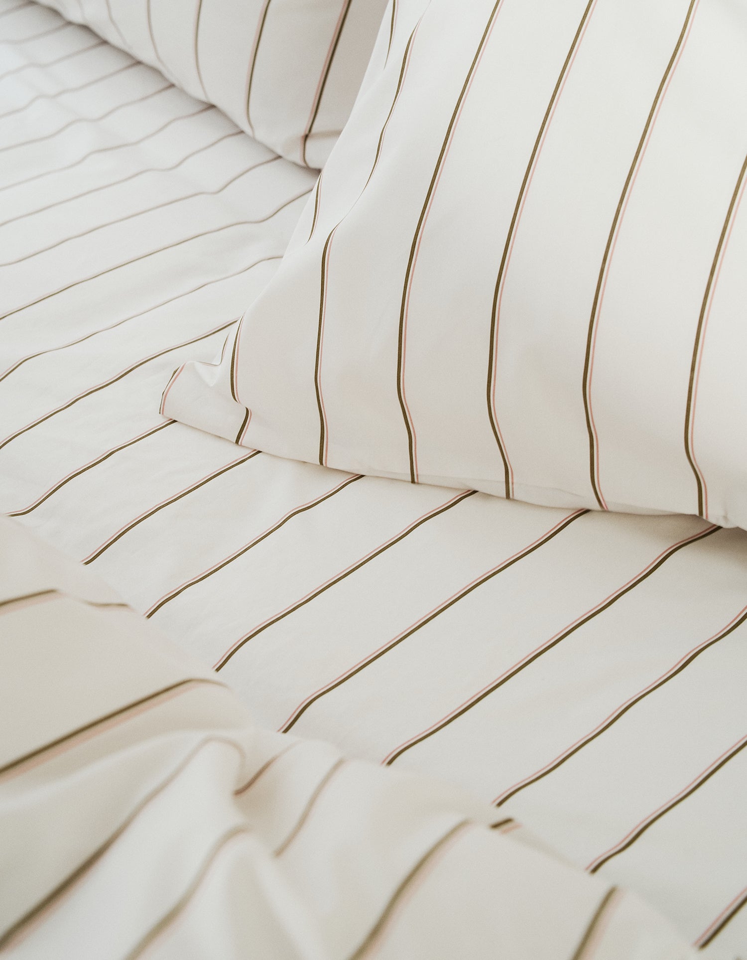 Housse de couette Percale de coton Enfant - Rayé Olive