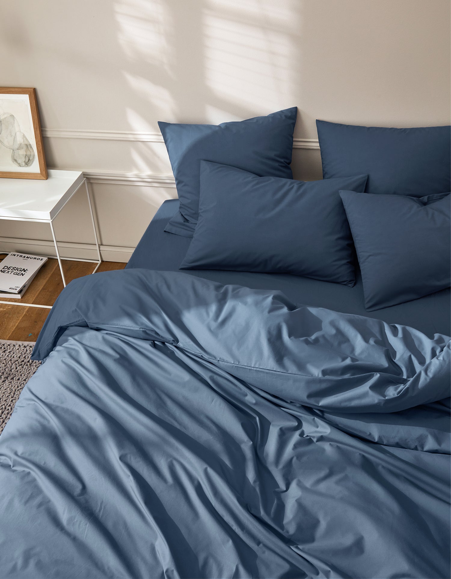 Housse de couette Percale de coton 120 fils - Juste Le Bleu