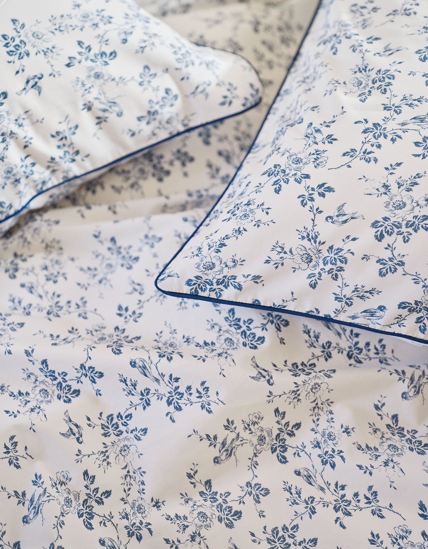 Taies d'oreiller x2 Percale de coton Bonsoirs x Innocence - Campagne Bleue