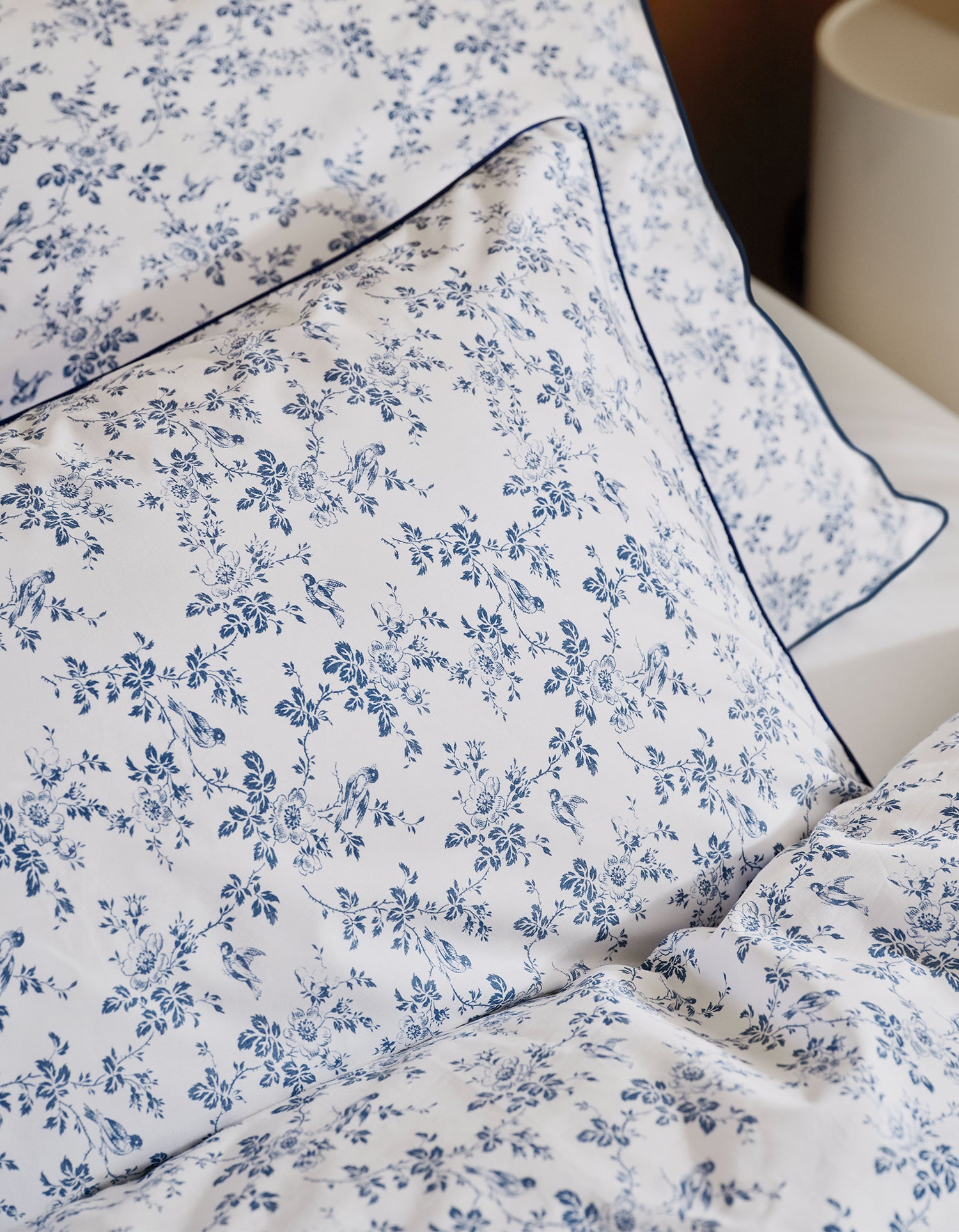 Taies d'oreiller x2 Percale de coton Bonsoirs x Innocence - Campagne Bleue