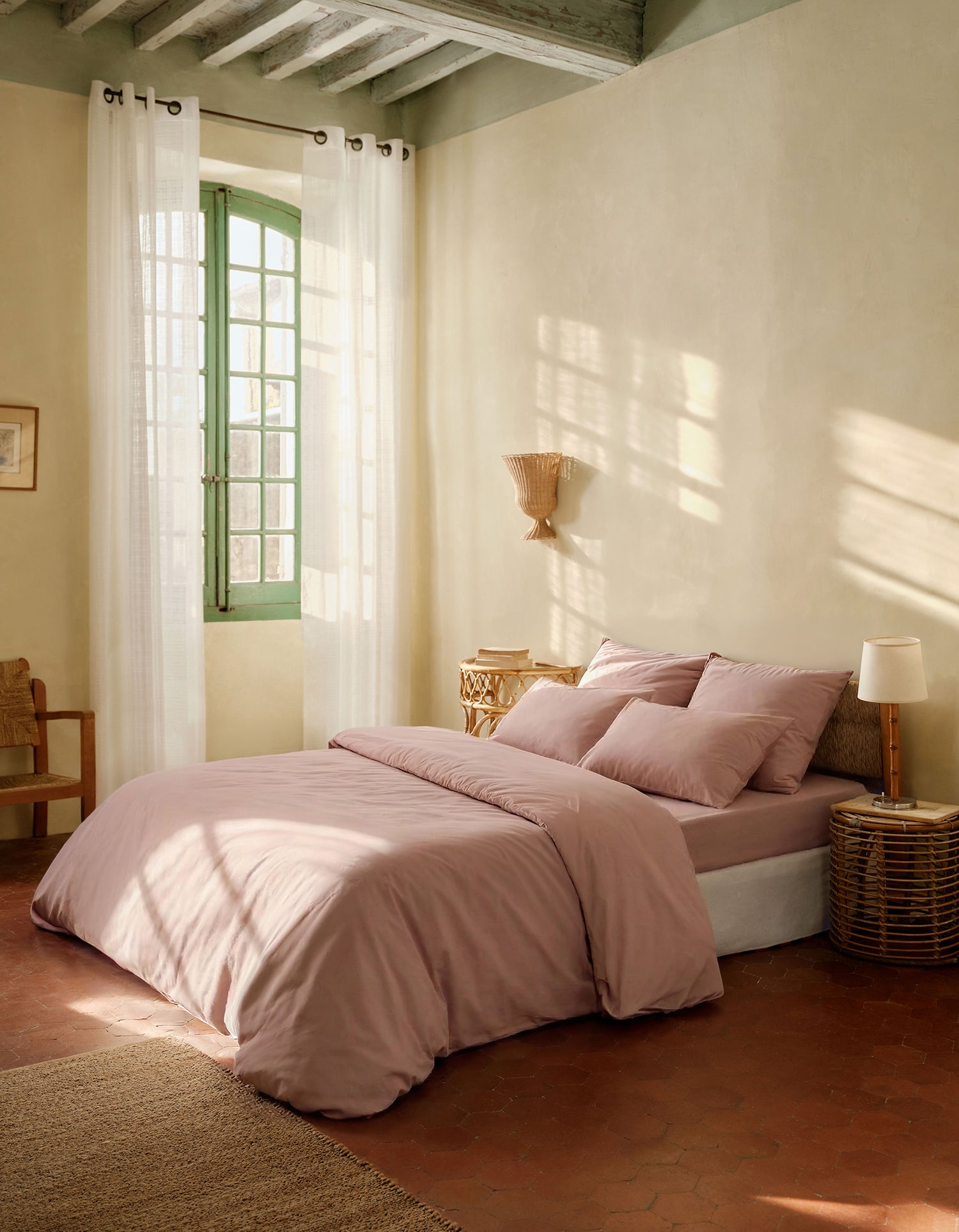 Housse de couette Percale de coton 120 fils - Juste Le Vieux Rose
